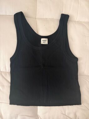 Sunday Best Black Ribbed Cropped Tank
